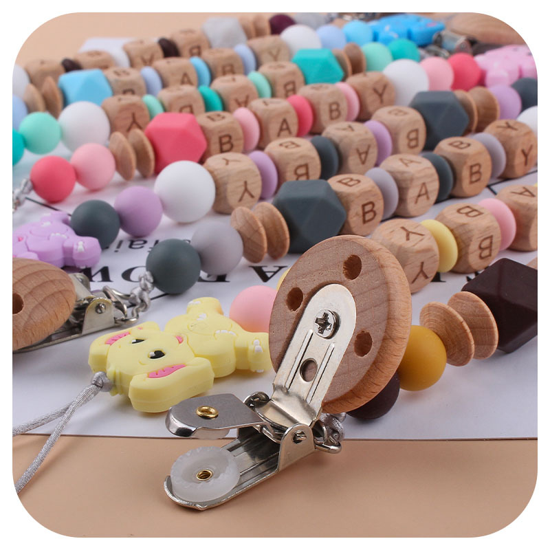 Bebé de dibujos animados elefante de silicona teether stick teether nuevo nombre del bebé pezón cadena anti-caída