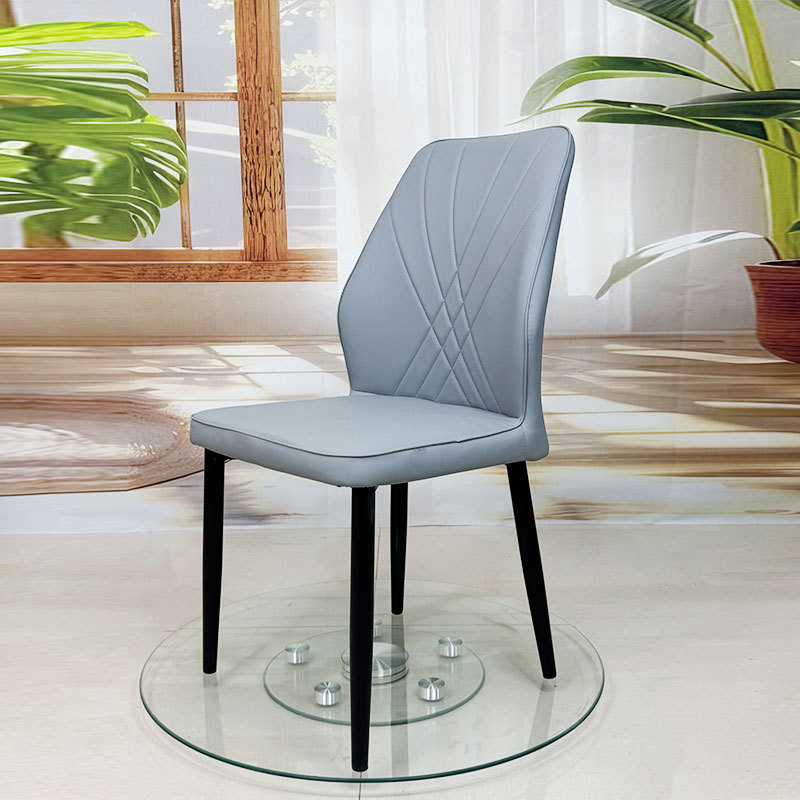 Silla de comedor con tablero de pizarra, estilo crema de lujo ligero, silla con respaldo, uso doméstico moderno y minimalista, venta al por mayor del fabricante, tapicería suave, estructura de metal.