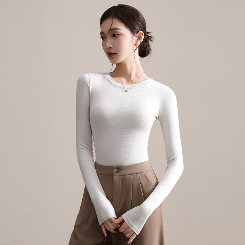 莫代尔半高领打底衫女2025新款秋季内搭长袖t恤修身显瘦针织上衣|undefined