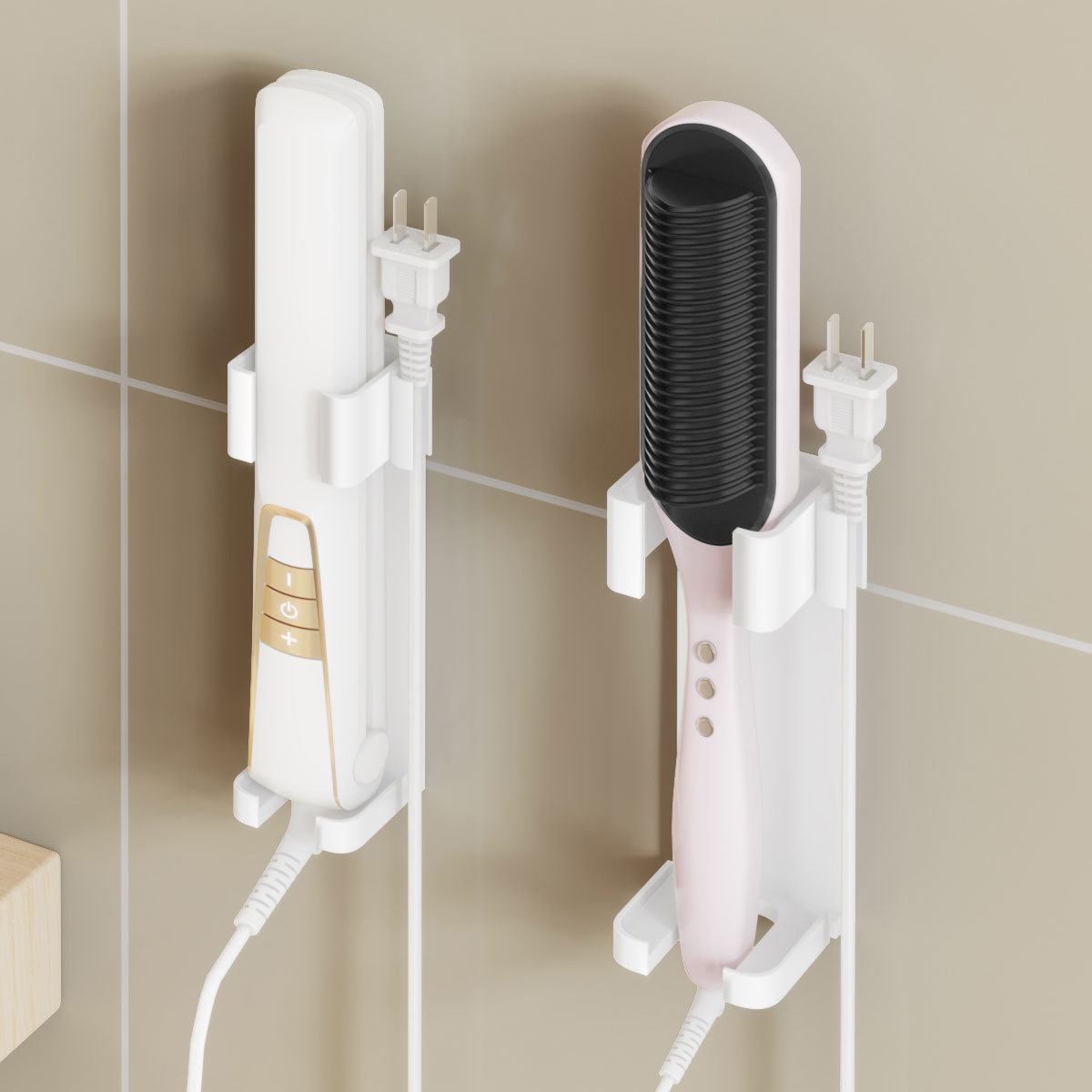 Hair Comb Hair Products Storage Rack Straight Hair Comb Splint Hanger Space Aluminum White Non-Punch Curling Rack