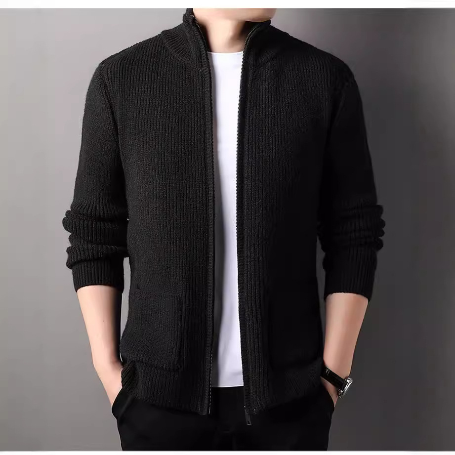 Suéter nuevo comercio exterior hombre de punto cardigan de mediana edad suelto simple de manga larga otoño invierno tendencia suéter de hombre