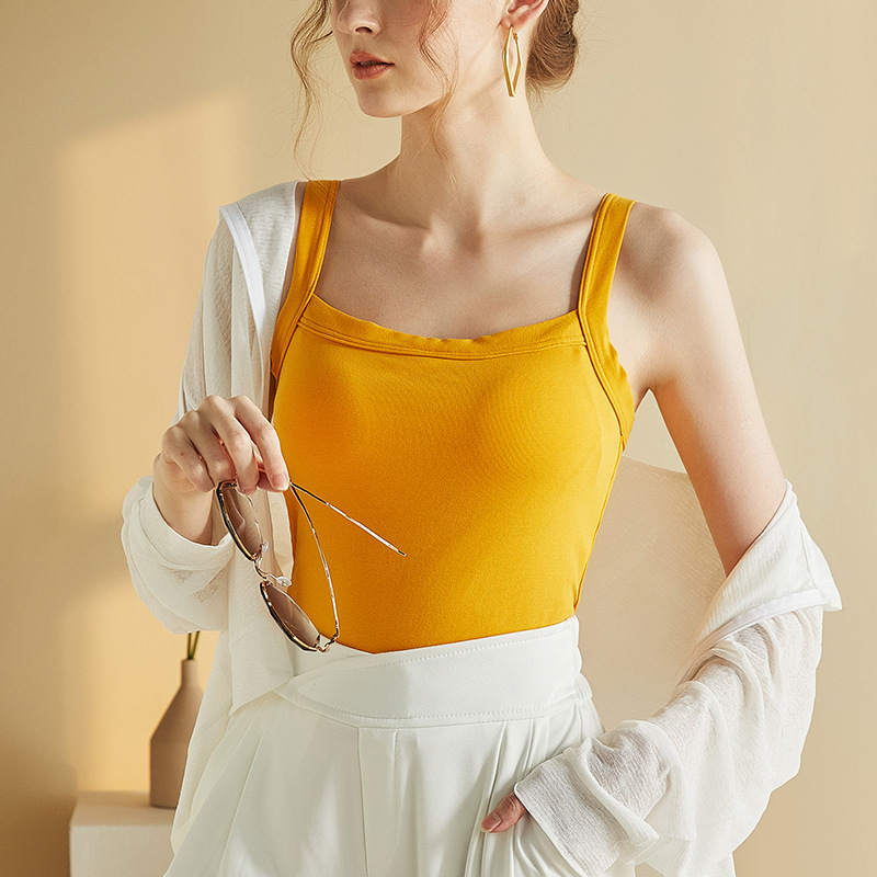 Women's padded camisole bra, one-piece pure cotton, one-line backless bra, suitable for summer wear as outerwear