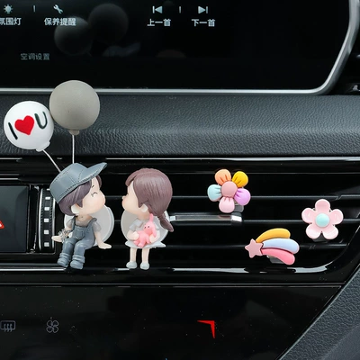 Decoration Car Perfume Air Conditioning: Car Perfume Aromatherapy - grey-tuyere-love-balloon-lovers-flowers-rainbow-five-small-flowers