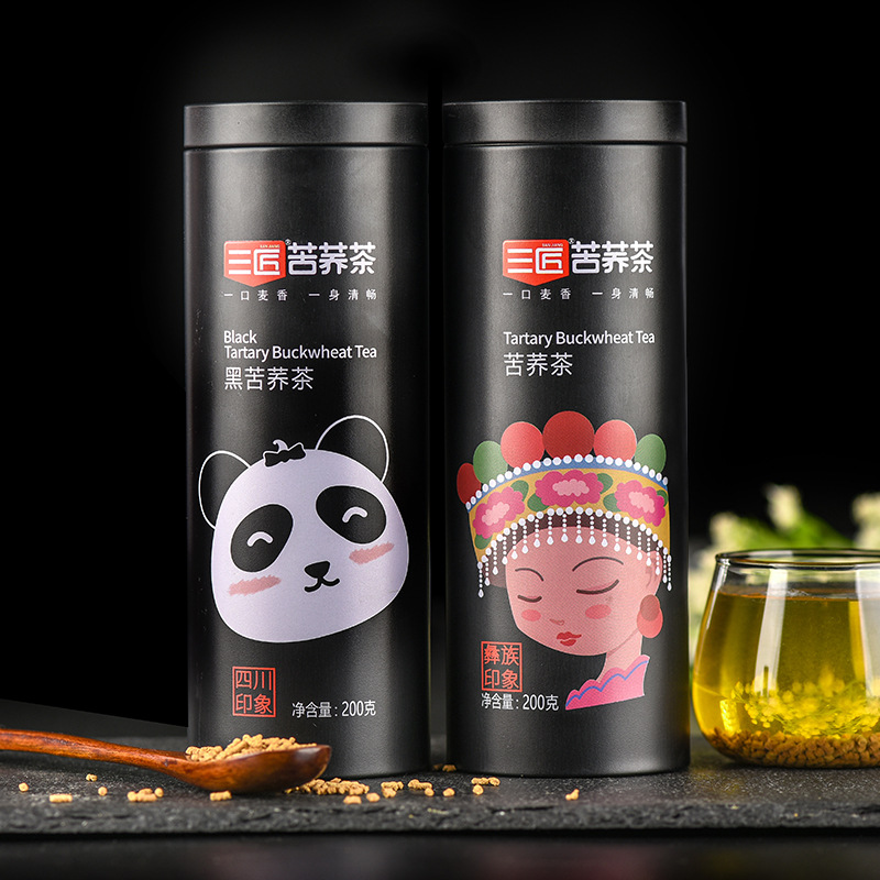三匠黑苦荞茶罐装特产级四川大凉山荞麦茶非大麦茶黑茶【闪购】