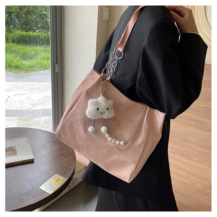 Large-capacity work commuting bag for women, new autumn 2024, versatile and fashionable beaded chain single-shoulder bag tote bag undefined