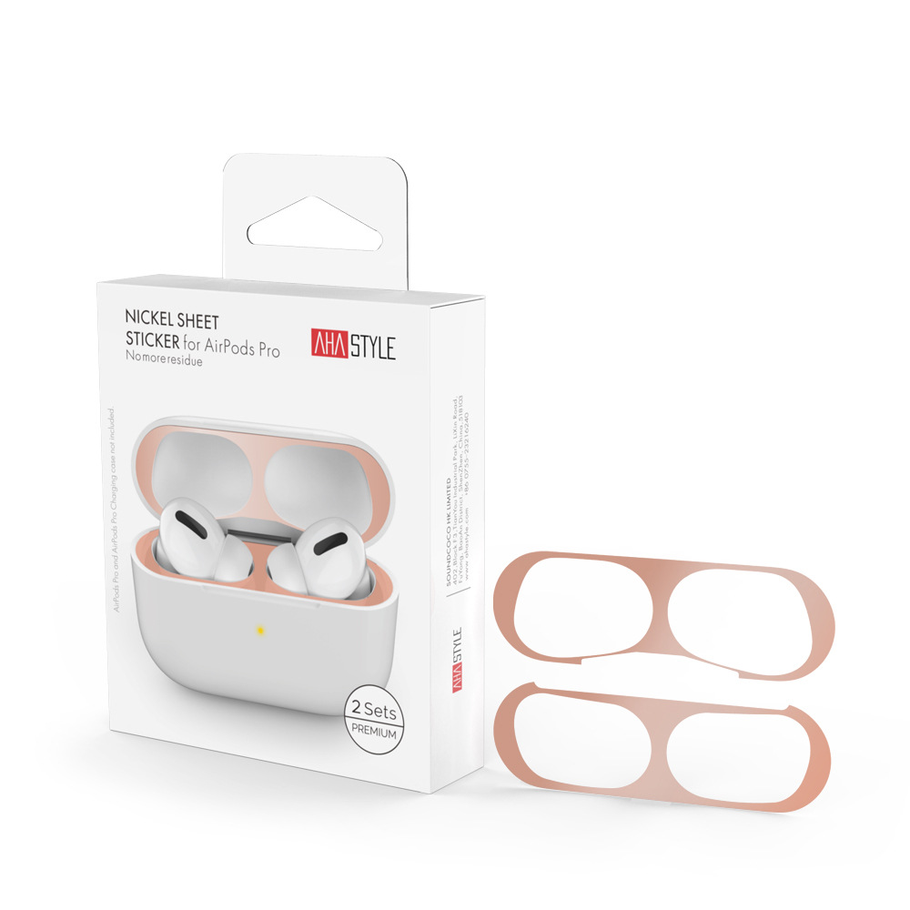 Aplicable a Apple auriculares a prueba de polvo pegatinas AirPods1 & 2 & 3 & Pro 2 de metal a prueba de polvo de níquel hoja pegatinas