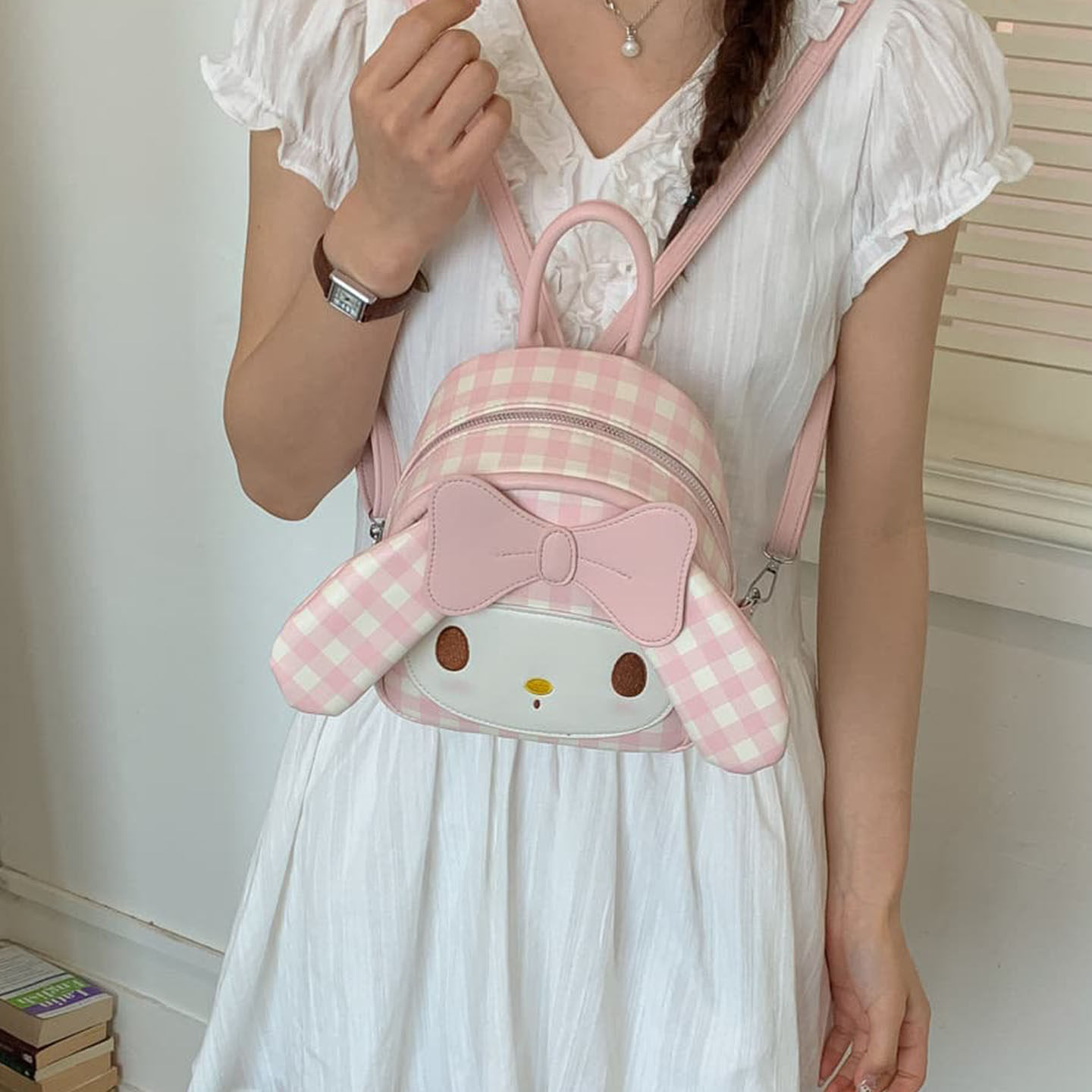 Mochila de dibujos animados para viajar en verano mochila de niños a cuadros adorable 2026 mini nuevo estudiante popular dulce