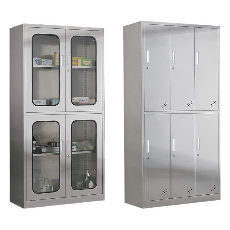 304 Stainless Steel Locker, File Cabinet, Stainless Steel Medicine Cabinet, Dust-Free Workshop Shoe Cabinet, School Bathroom Locker