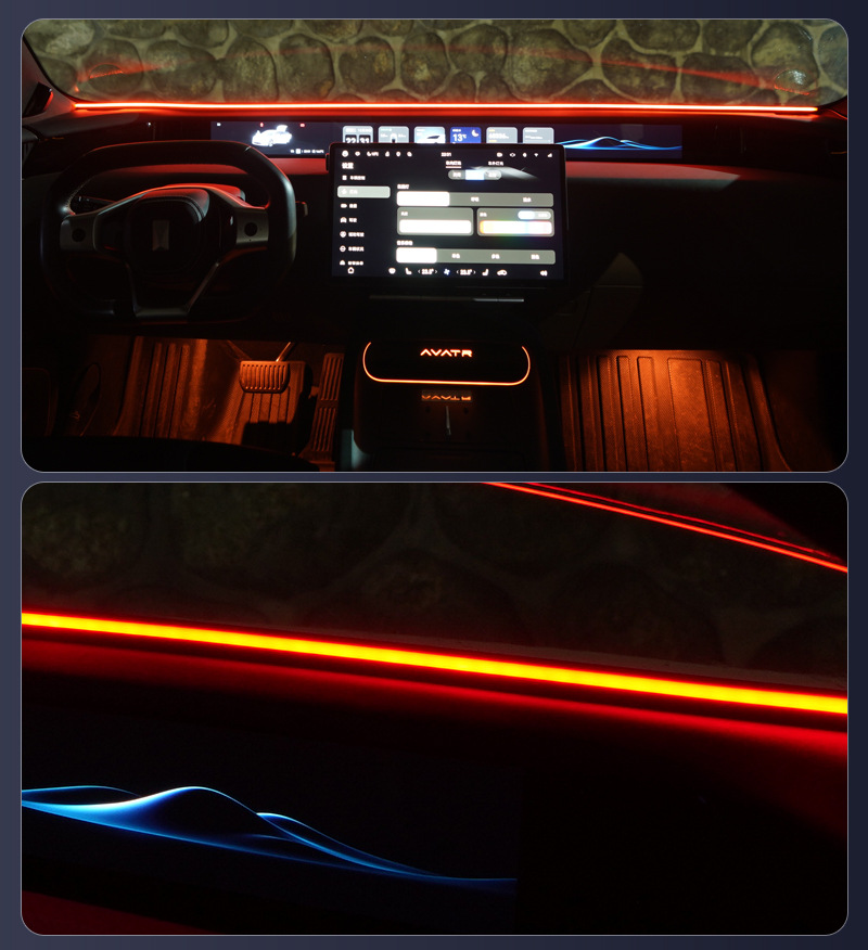 Car Interior Led Ambient Light with USB Connection, Flow Light Effect, No Wiring Needed