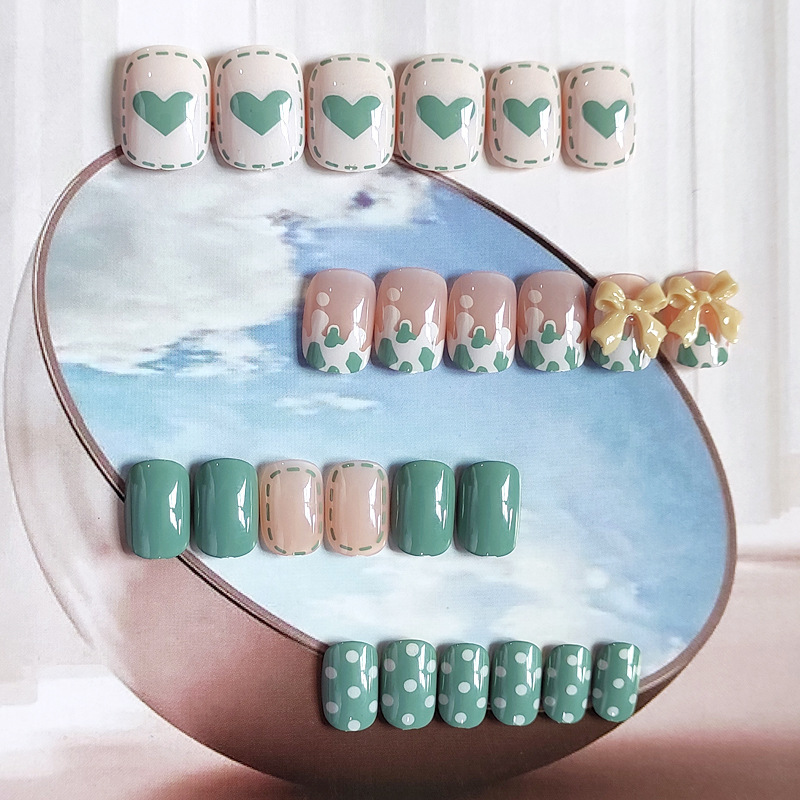 Leche de punto de onda, cuidado de arco de uñas, aire dulce y fresco para usar un parche de uñas, 24 piezas de parche de uñas falsas image 4