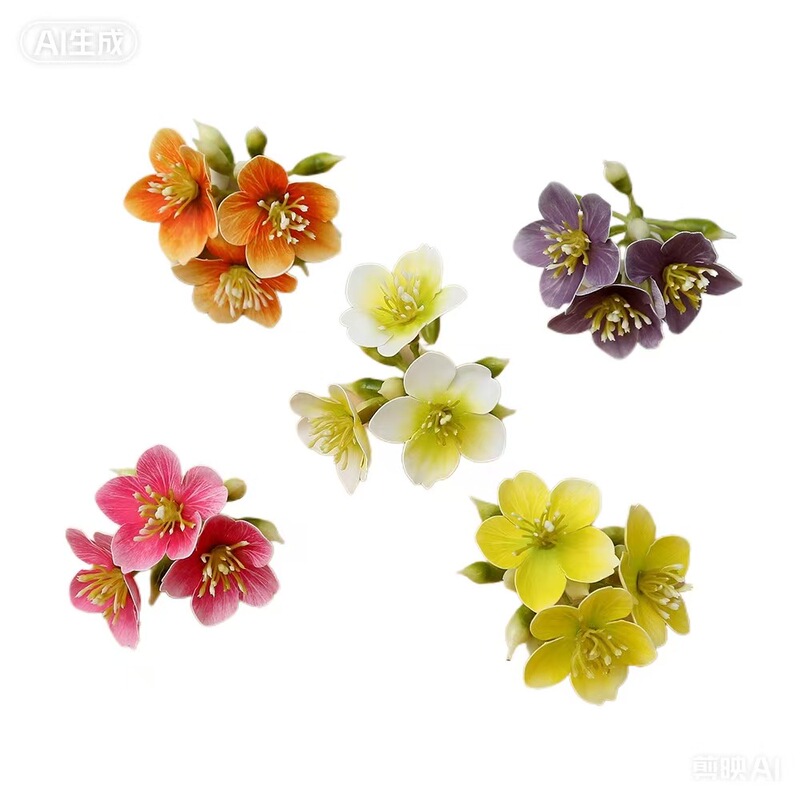 Simulated Three-Pronged Spring Flower Branch Head, 3D Printed Single Jasmine Flower Corsage, Floral Accessories, DIY Artificial Flower Materials Simulated Three-Pronged Spring Flower Branch Head, 3D Printed Single Jasmine Flower Corsage, Floral Accessories, DIY Artificial Flower Materials