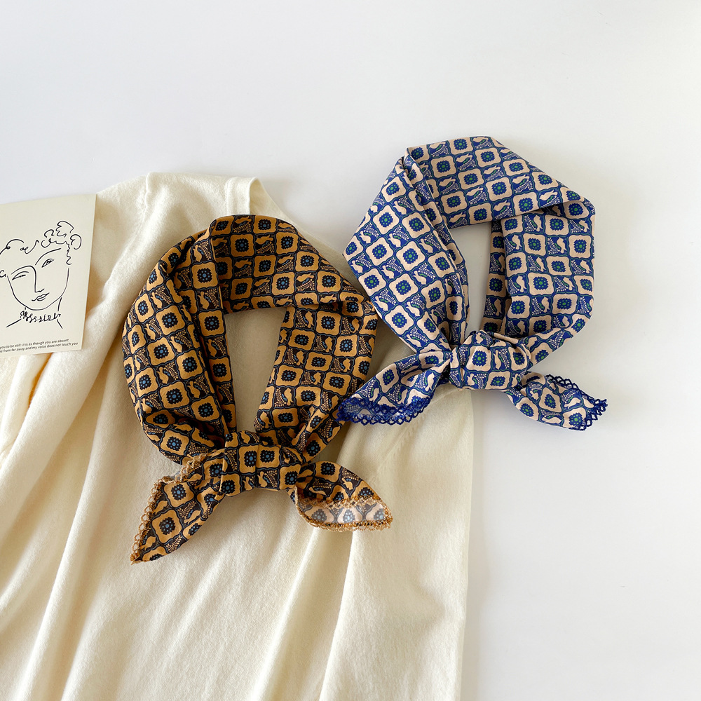 Leopard Print Cotton Square Neck Scarf For Women Lightweight_voghion.com