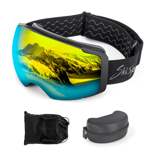  Cross-border double-layer magnetic outdoor ski goggles adult anti-fog large field of view spherical myopia goggles wholesale