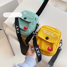 礼物可定logo简约百搭韩版ins可爱零钱包斜挎小包帆布小方包女SX