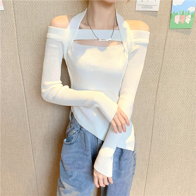 strapless slim halter cropped knit sweater nihaostyles clothing wholesale NSFYF85667