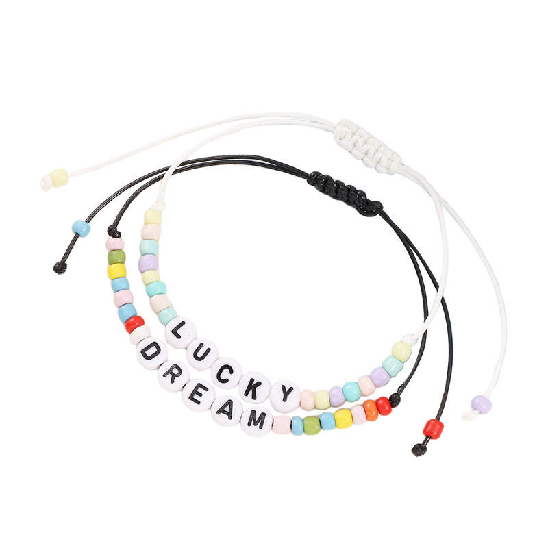 Amazon's New Woven Bracelet, Rainbow-Colored Letter Bracelet, Sweet Style, Suitable for Friendship and Couples, Adjustable