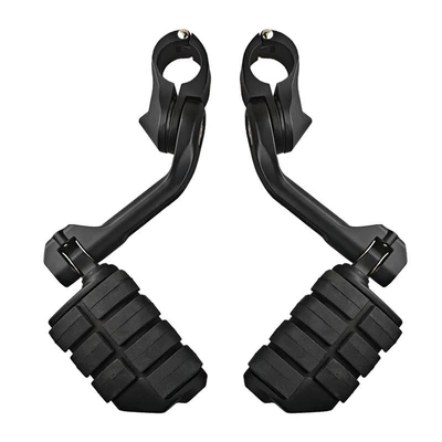 Suitable for Harley Street Glide Motorcycle Modified Footrest Bracket 7 Rubber Long Rod Foot Pedal Set for Riding (Motorcycle pedals) - long-pole-7-rubber-pedals-matte-black