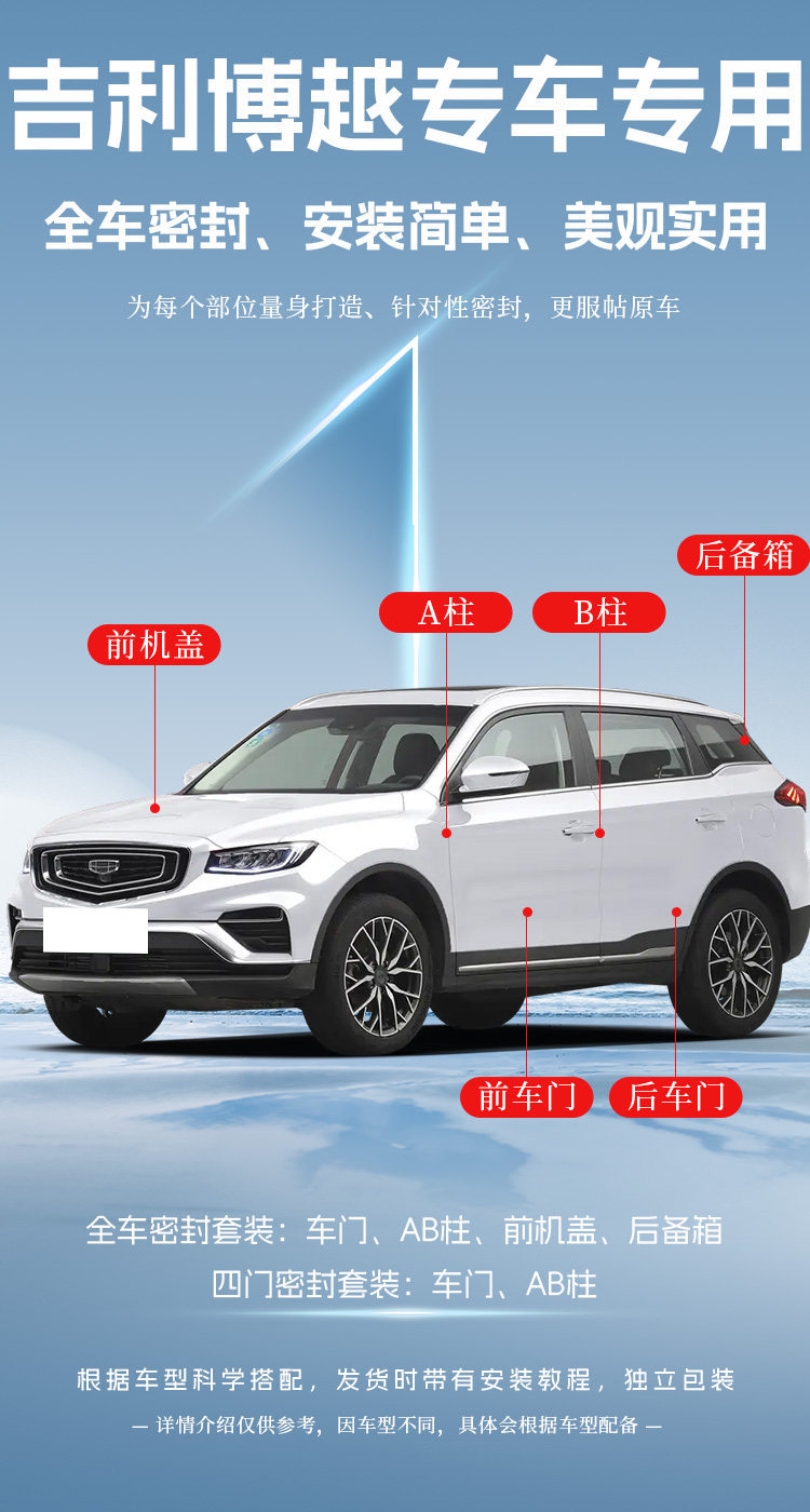 Suitable for Geely Boyue/Boyue L Sealing Strips, Door-Specific Soundproof Strips, Full Car Dustproof Rubber Strips, Noise Reduction Modification