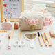 Cross-border wooden children's simulation dressing and hairdressing makeup suit girl pink princess makeup bag play house toys