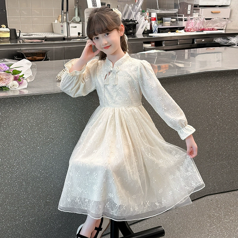 Летняя одежда для девочек 2025: новое модное платье принцессы для подростков, детское летнее платье в китайском стиле с коротким рукавом