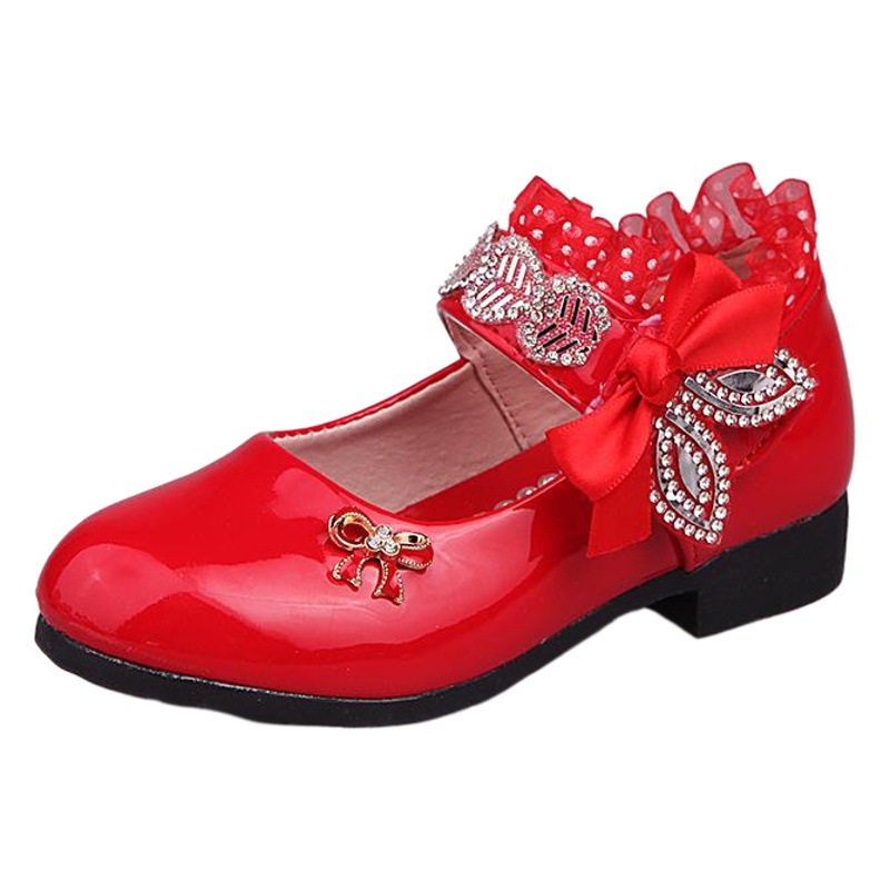 2024 primavera y otoño nuevos zapatos de princesa para niñas zapatos de cuero para niñas zapatos de baile de tacón alto zapatos de encaje para niños