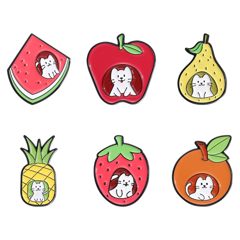 Cartoon Style Pear Apple Watermelon Alloy Stoving Varnish Unisex Brooches display picture 8