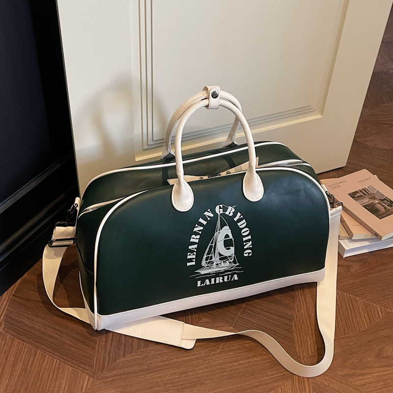 Bolsa de béisbol portátil americana retro bolsa de moda impresa bolsa de equipaje de color extranjero sensación cotidiana de hombro concha bolsa de viaje image 5