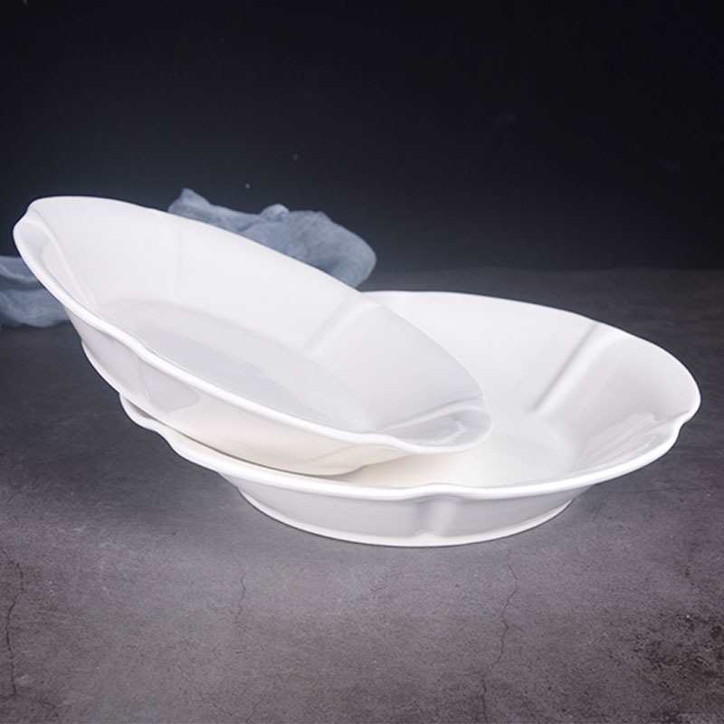 Wholesale Pure White Hotel Ceramic Magnolia Bowl Soup Bowl White Porcelain Plate Dessert Bowl Tableware Plate Bowl Cooking Plate Plate Round