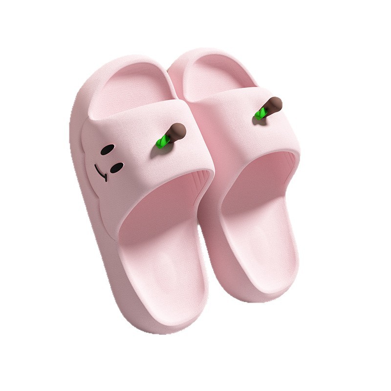 Zapatillas de manzana de dibujos animados para mujeres de moda de verano para usar zapatillas frías para el hogar Eva zapatillas antideslizantes suaves para mujeres lindas