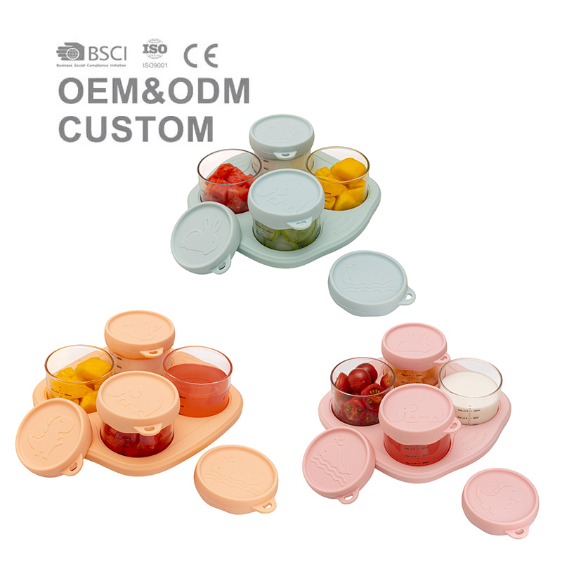 Children's Supplies Four-In-One Crisper Glass Bowl Baby Special Scale Cup Tableware Set with Lid Food Bowl