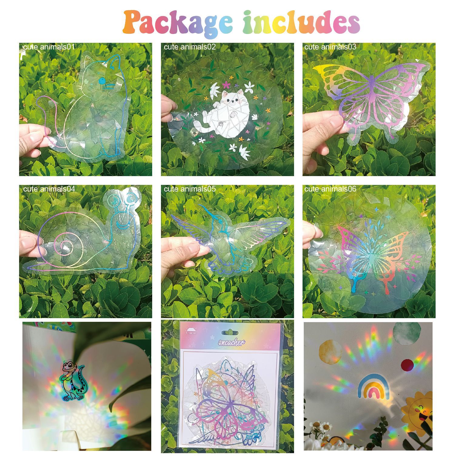 New Sunshine Catcher Window Rainbow Prism Non adhesive PVC Animal Butterfly Electrostatic Colorful Anti collision Glass_voghion.com
