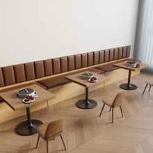 实木卡座餐饮店奶茶店餐厅阳台家用储物靠墙软包沙发卡座柜定 制