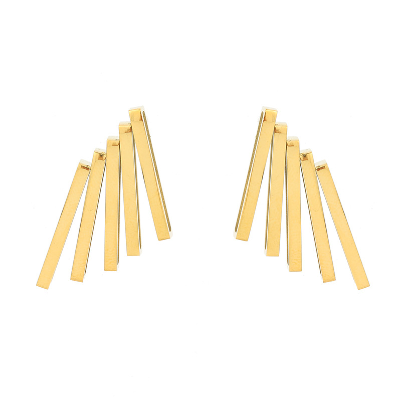 Pendientes geométricos de Bádminton de múltiples capas pendientes de diseño de nicho pendientes de acero de titanio de estilo frío simple elegante estilo coreano