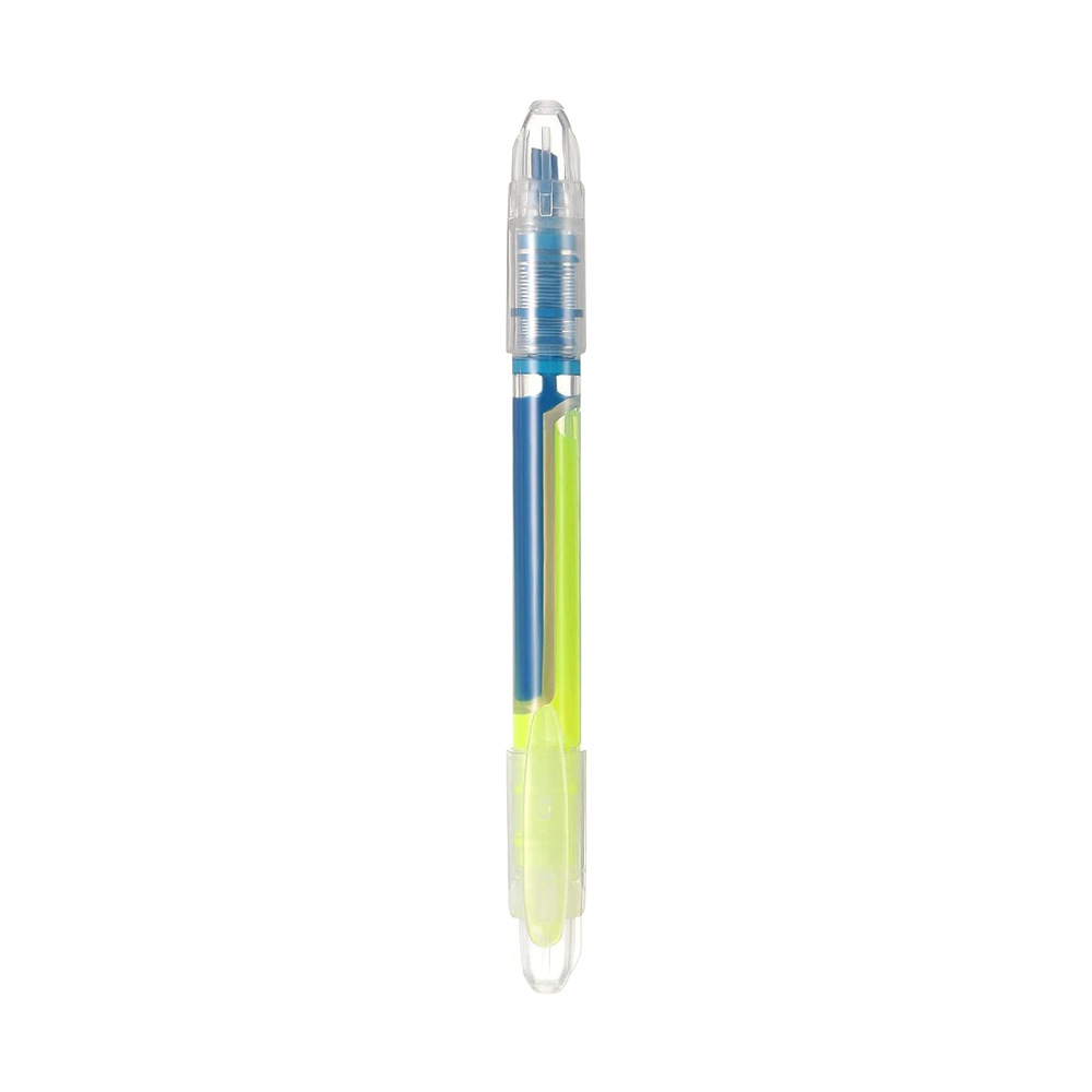 Pluma fluorescente recta de dos colores de doble cabeza de gran capacidad duradera de marcado clave estudiante marcador de color pluma fluorescente