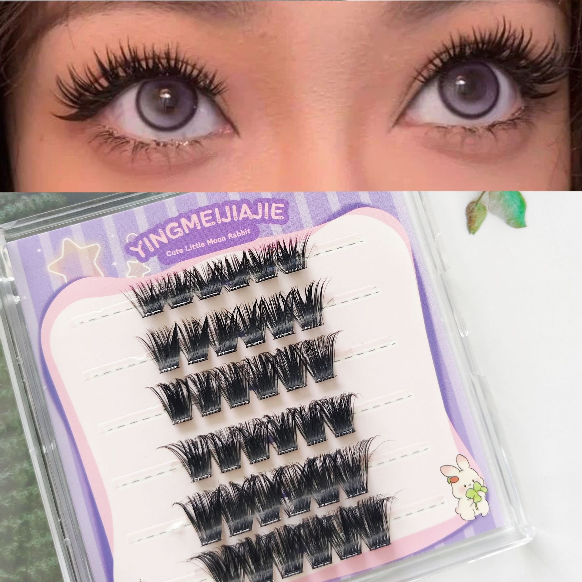 Parillas falsas transfronterizas, pestañas falsas sin pegamento, para juegos de rol, pestañas naturales de un solo racimo, pestañas falsas sin pegamento para principiantes.