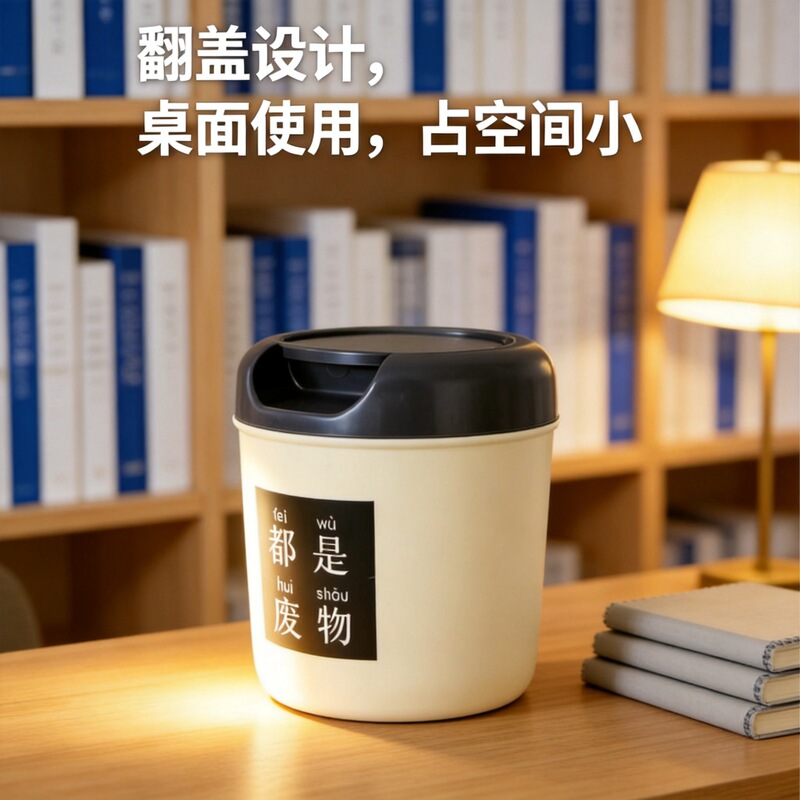 Mini desktop trash can for home and office, flip-top cute cleaning bin, creative ready-to-ship storage solution