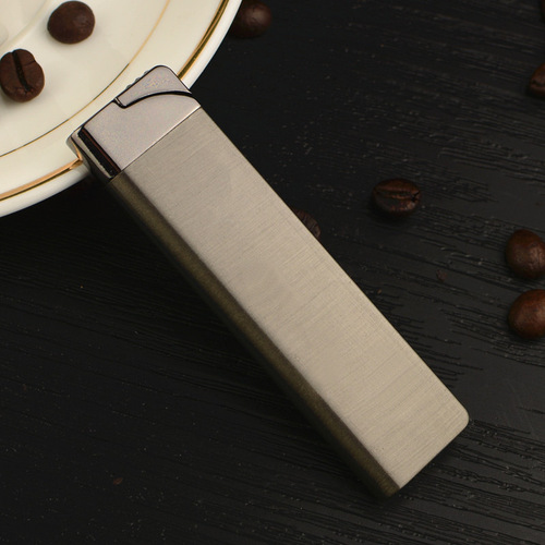 D8001 long inflatable lighter windproof green flame mini slender ladies gas personalized metal gift