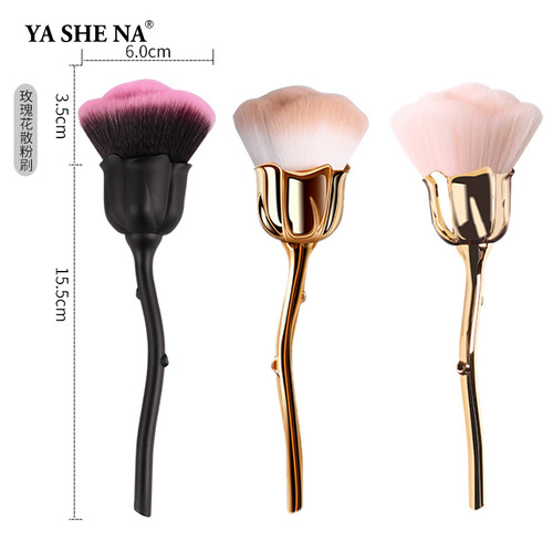 Cross-border rose makeup brush large loose powder brush beauty tools new makeup brush nail art powder brush blush brush