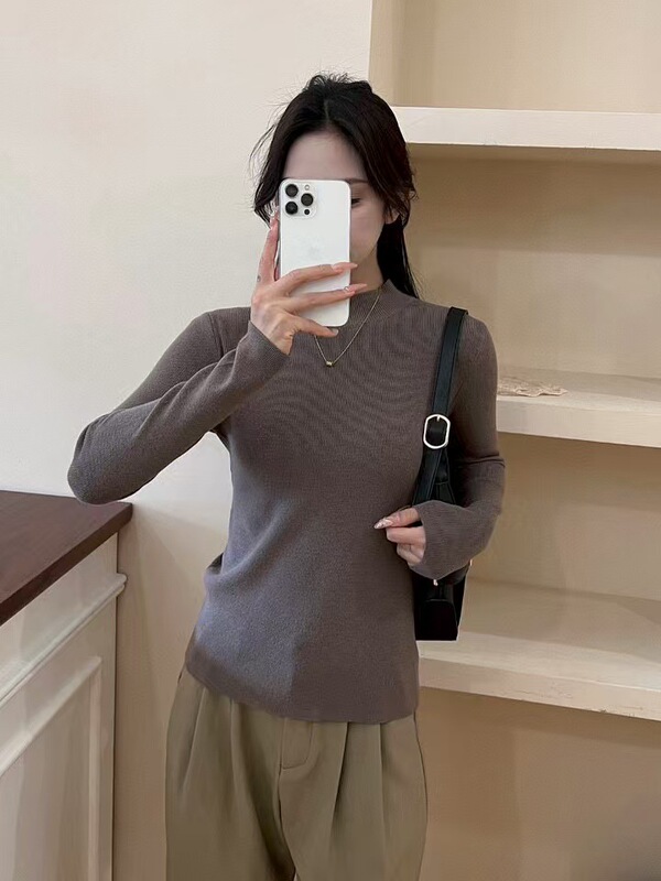 Urbane Rosy@12色半高领针织打底衫女高级感内搭毛衣中领针织上衣|undefined