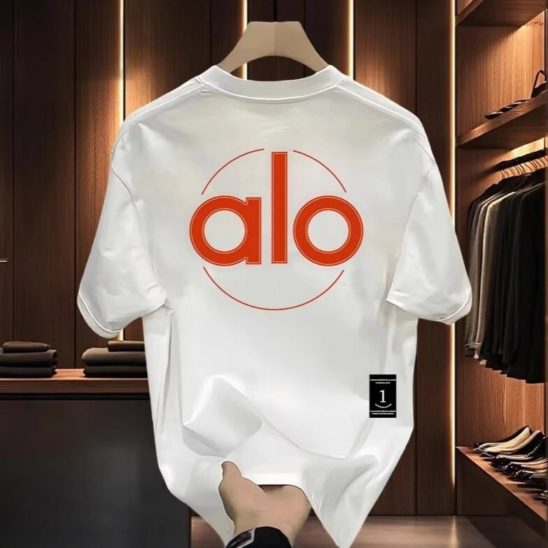 New Alo Candy-Colored Letter-Printed Short-Sleeved Round-Neck T-Shirt for Men and Women, Loose-Fitting Sports Lazy Style Top New Alo Candy-Colored Letter-Printed Short-Sleeved Round-Neck T-Shirt for Men and Women, Loose-Fitting Sports Lazy Style Top