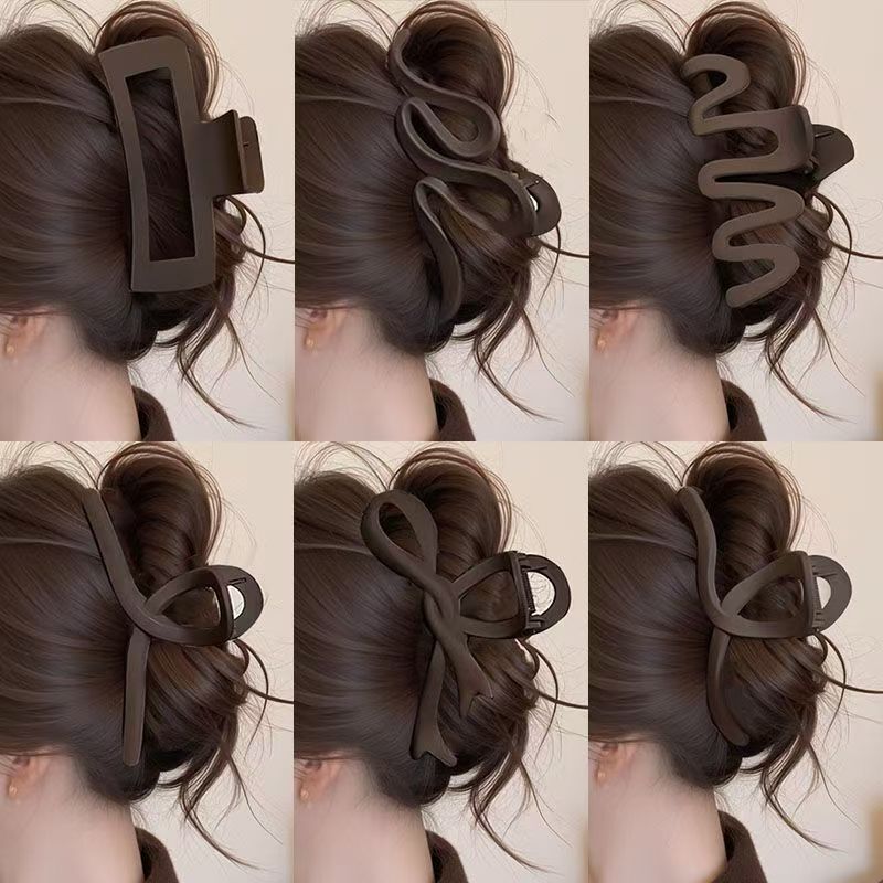 Brown Large Hair Clip for Women 2025 New High-End Hair Clip for Hair on the Back of the Head with Large Hair Volume Shark Clip Headwear