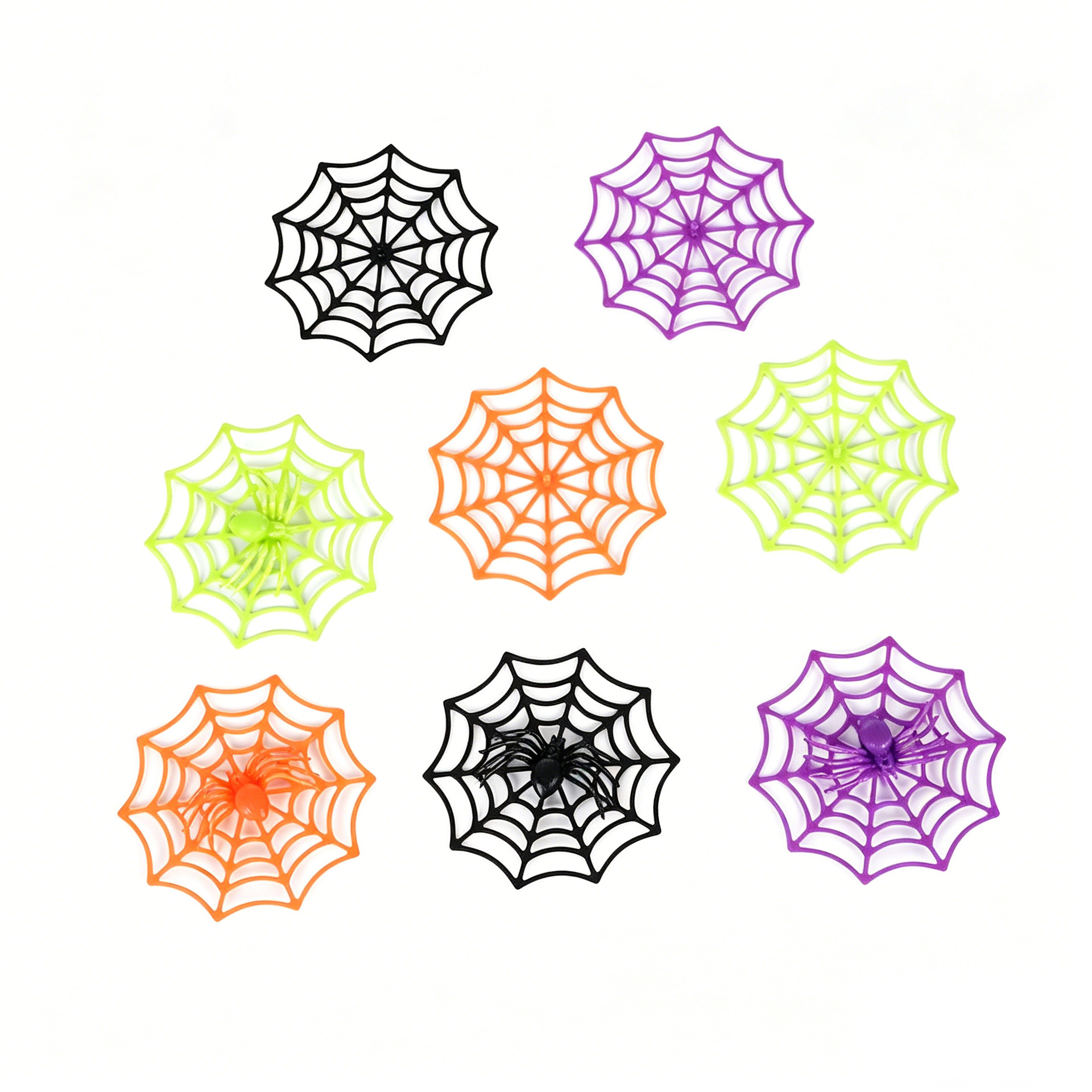 Mini telaraña de halloween, pequeña telaraña de color, dibujos animados de plástico, pequeña telaraña, accesorios decorativos a mano DIY