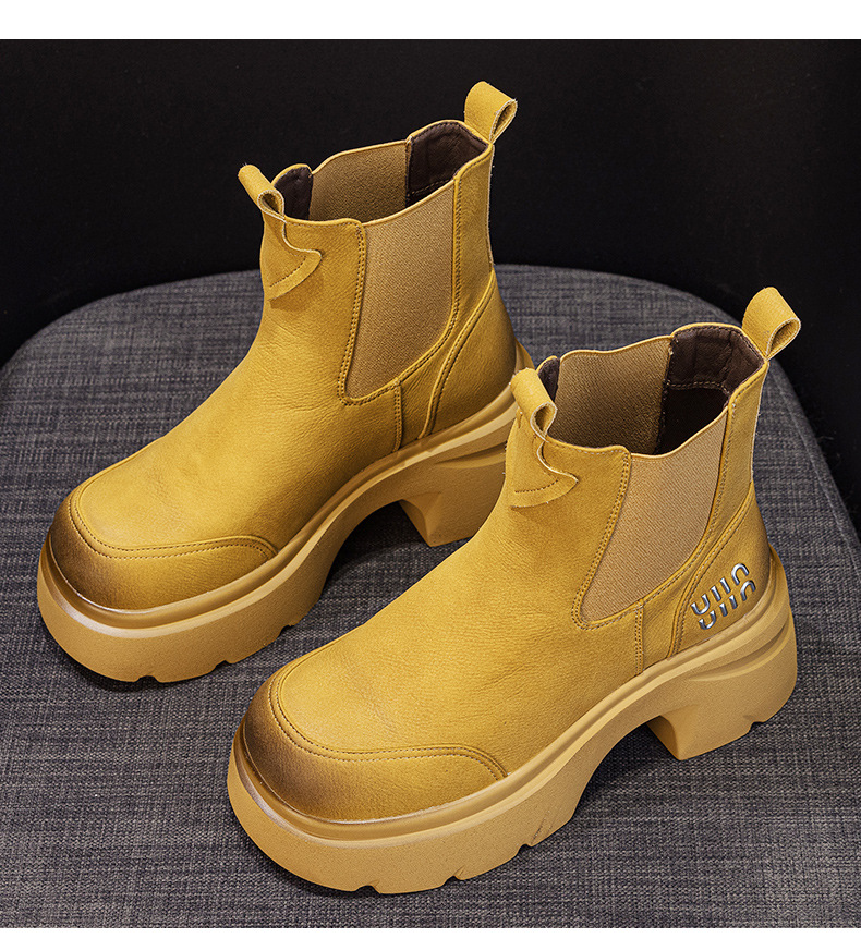 Giày boot Martin đế dày tăng chiều cao nữ phong cách Anh quốc — M2956-1 plus nhung vàng, M2956 lớp lót đơn màu nâu, M2956-1 plus nâu nhung, M2956 đơn màu vàng chi tiết 16