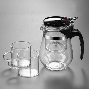 Household Push-Type Tea Set Elegant Cup Teapot Tea Water Separation One-Click Filter Heat-Resistant Glass Teapot Office