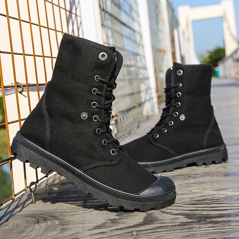 Outdoor shoes, thick soles, high top canvas shoes, flipped Martin shoes, fashionable and sporty shoes_voghion.com