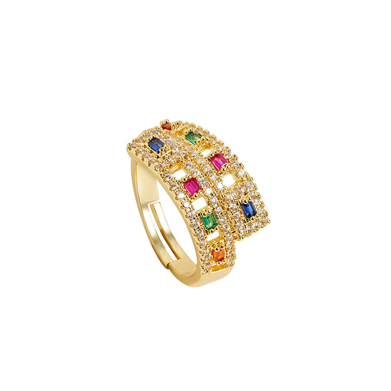 Oro de arena, oro de 18 quilates, anillo de hojas de trigo de color zirconio, nicho femenino, lujo ligero, joyería transfronteriza de alto nivel
