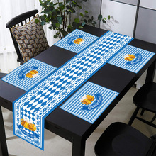 德国慕尼黑啤酒节桌旗餐垫 蓝白格子啤酒节派对装饰用品 餐桌布置