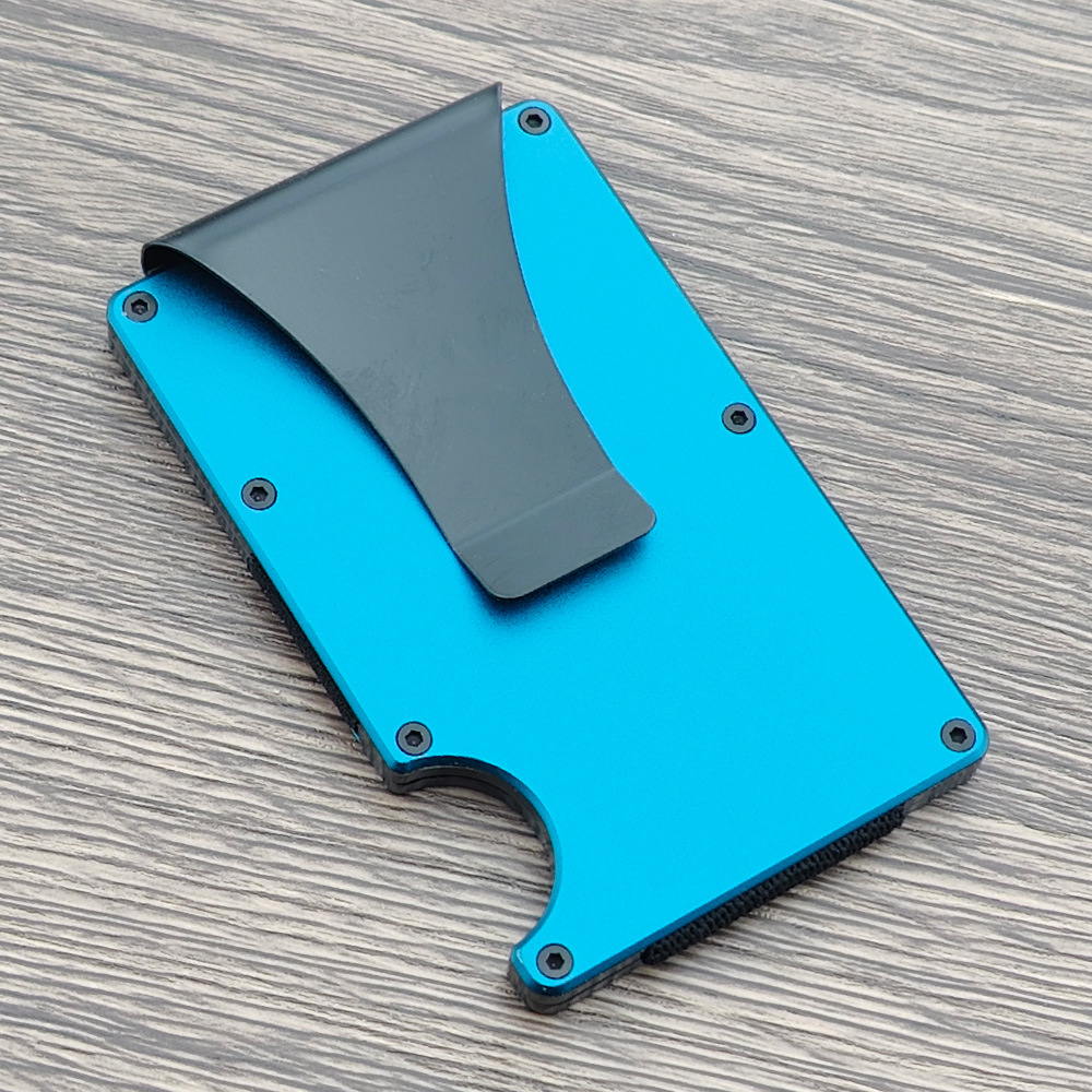 Suministro Directo de fábrica de aleación de aluminio caja de tarjeta de crédito de fibra de carbono RFID Bloqueo de gran capacidad cartera de crédito Titular