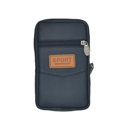Men's pu leather mobile phone bag double layer horizontal and vertical style wear belt waist bag tied waist cross hanging waist mobile phone case mobile phone bag wholesale