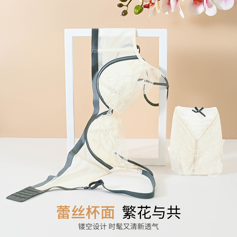 6096 estilo francés sexy bordado de encaje push-up ropa interior de las mujeres pecho grande pequeño soporte superior sujetador ajustable traje de verano